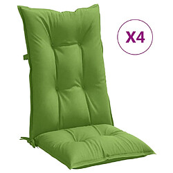 vidaXL Coussins de chaise à dossier haut lot de 4 vert mélangé tissu