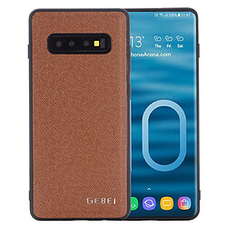 Wewoo Coque Souple Pour Galaxy S10 + GEBEI Etui de protection en cuir antichoc à pleine couverture Marron