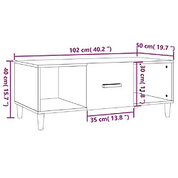 vidaXL Table basse Blanc brillant 102x50x40 cm Bois d'ingénierie pas cher