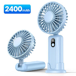 (Bleu Ciel 2400mAh) TOPK 5000mah Mini Ventilateur Portable, ventilateur électrique de Bureau USB, Petit ventilateur à main Personnel avec Ventilateurs de Cou de Refroidissement Rechargeables USB pour la Chambre