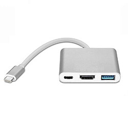 INF Adaptateur multiport USB-C pour USB, USB-C (USB PD), compatible 4K HDMI, Argent