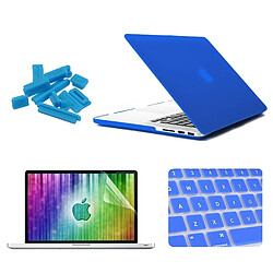 Wewoo Housse Étui bleu foncé pour MacBook Pro Retina 13.3 pouces 4 en 1 Coque de protection en plastique dur givré avec protecteur d'écran et protège-clavier bouchons anti-poussière