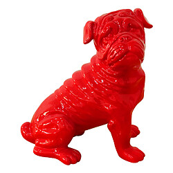 Figurine Décorative Chien Bulldog Kuatéh en Polyrésine 30x20x34 cm Rouge