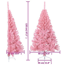 vidaXL Demi sapin de Noël artificiel avec support Rose 120 cm PVC pas cher