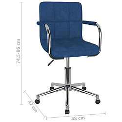 vidaXL Chaise pivotante de salle à manger Bleu Tissu pas cher