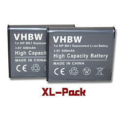 vhbw set de 2 batteries 600mAh pour appareil photo Sony Bloggie MHS-CM5, MHS-PM5, MHS-PM5K remplace NP-BK1, NP-FK1