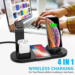 Chrono Station de charge sans fil 4 en 1, station de charge rotative à 360 ° pour téléphones Apple/Micro/type C, support de charge rapide sans fil Qi pour série iWatch, Airpods, iPhone, Samsung Galaxy,(argent)