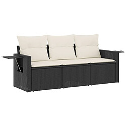 Maison Chic Ensemble de 3 Tables et chaises d'extérieur avec coussins,Salon de jardin, Ensemble Tables et chaises d'extérieur noir résine tressée -GKD923224