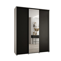 Abiks Meble Armoire à portes coulissantes Davos 3 235.2 x 200 x 45 3 portes coulissante (Blanc/Noir/Noir)