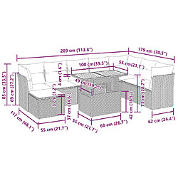 vidaXL Salon de jardin avec coussins 9 pcs beige résine tressée acacia pas cher