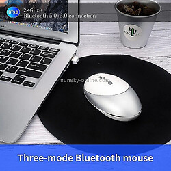 Universal T36 2,4G Bluetooth 5.0 + 3.0 Maison Bluetooth sans fil silencieuse à trois modes (argent)