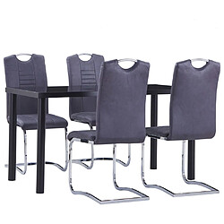 vidaXL Ensemble de salle à manger 5 pcs Similicuir daim Gris