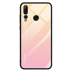 Wewoo Coque Pour Huawei Nova 4 Gradient Color Glass Case Jaune