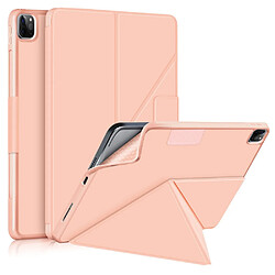 Etui en PU Tissu de couleur unie avec support origami or rose pour votre Apple iPad Pro 11 pouces (2021)/(2020)/(2018)/Air (2020)