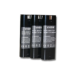 vhbw 3x Batteries Ni-MH 3000mAh (7.2V) pour outils Makita 3700D, 3700DW, 4071D, 4073D, 4307D comme Einhell 91011 Makita 191679-9, 192532-2, 192695-4.