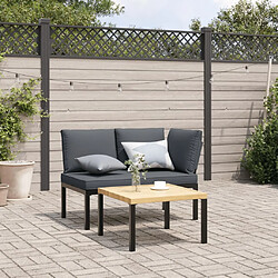 vidaXL Salon de jardin 2 pcs avec coussins noir aluminium