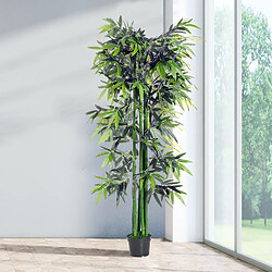 Outsunny Bambou artificiel XXL 1,80H m 1105 feuilles denses réalistes pot inclus noir vert