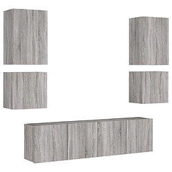 vidaXL Unités murales TV 6 pcs sonoma gris bois d'ingénierie