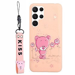 Coque en silicone avec lanière rose clair pour votre Samsung Galaxy S22 Ultra 5G