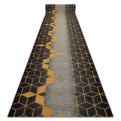 RUGSX TAPIS DE COULOIR antidérapant 100 cm HEKSAGON Hexagone noir or 100x460 cm