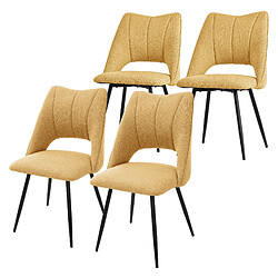 ML-Design Lot de 4 chaises salle à manger dossier jaune moutarde fauteuil rembourré salon