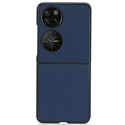 Coque en TPU + PU texture litchi bleu pour votre Huawei P50 Pocket