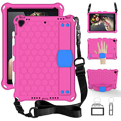 Wewoo Housse Étui Coque Pour iPad 10.2 Honeycomb Design EVA + PC de protection antichoc à quatre coins avec sangles Rose rouge