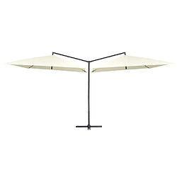 vidaXL Parasol double avec mât en acier 250 x 250 cm Blanc sable