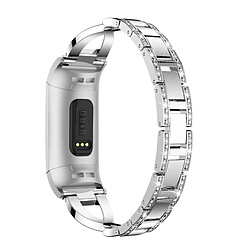 Acheter Wewoo Bracelet en acier avec serti de diamants forme losange pour Fitbit Charge 3 (Argent)