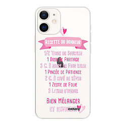 Coque iPhone 12 mini souple transparente Recette du Bonheur Motif Ecriture Tendance Evetane