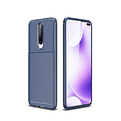 Wewoo Coque Pour Xiaomi Redmi K30 5G Housse en TPU antichoc fibre de carbone bleu