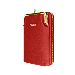 Avizar Pochette Bandoulière Smartphone Simili cuir grainé Multi-compartiments Rouge