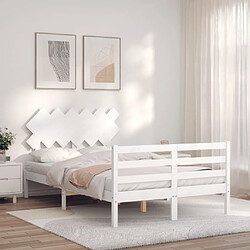 Maison Chic Lit adulte - Cadre Structure de lit avec tête de lit Contemporain blanc 120x200 cm bois massif -MN56895