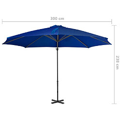 vidaXL Parasol de jardin en porte-à-faux mât en aluminium bleu azuré pas cher