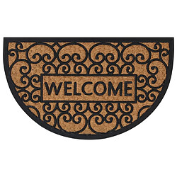 vidaXL Tapis de porte demi-rond 45x75 cm caoutchouc et fibre de coco