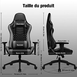 Lexzurn Chaise Gaming, Charge 150KG Assise de 56CM, Appui-tête, Coussin Lombaire et Accoudoirs Réglables pas cher