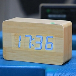 Wewoo Réveil digitale bleu Horloge en bois avec commande vocale, numéro USB / batterie possibilité d'afficher l'heure, le mois, la date et la température