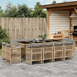 vidaXL Ensemble à manger de jardin et coussins 13 pcs mélange beige