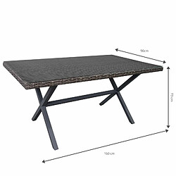 Acheter Table à Manger de Jardin Chillvert Varenna Acier Rotin Synthétique 160x90x73 cm Gris Verre