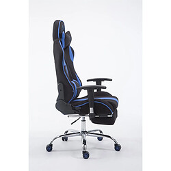 Acheter Decoshop26 Fauteuil de bureau chaise gamer avec repose-pieds extensible en tissu noir / bleu et métal chromé 10_0002739