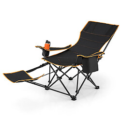 Helloshop26 Chaise de camping pliante portable chaise de pêche inclinable 2-en-1 avec repose-pieds amovible dossier réglable sur 2 positions noir 20_0008104