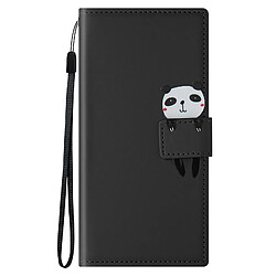 Avizar Étui Panda pour Samsung S23 Ultra Portefeuille Support Vidéo Dragonne Noir