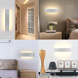 Stoex 14W LED Applique Murale Interieur 40cm Lampe Murale Blanc Chaud , Design Simple Argent Gris Brossé pour Chambre Salon Salle de Bain