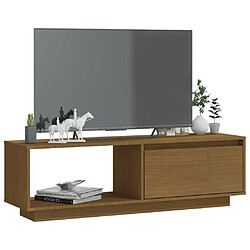 Avis Maison Chic Meuble TV scandinave - Banc TV pour salon Marron miel 110x30x33,5 cm Bois de pin massif -MN74668