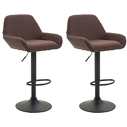 Decoshop26 Lot de 2 tabourets de bar moderne et confortable en tissu marron pieds trompette en métal noir TDB10225