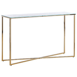 Beliani Console à plateau en verre effet marbre blanche et dorée ROYSE