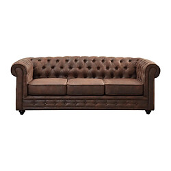 Vente-Unique Canapé 3 places et fauteuil CHESTERFIELD en microfibre aspect cuir vieilli pas cher