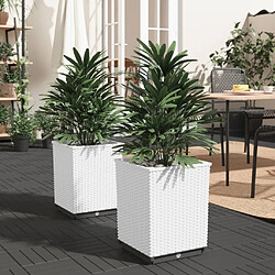 Maison Chic Lot de 2 Jardinières,Bac à fleurs - pot de fleur blanc 30x30x37 cm polypropylène -GKD14335