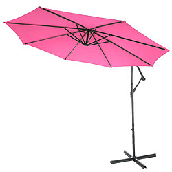 Mendler Acerra, parasol, protection solaire, Ø 3m inclinable, polyester/acier 11kg ~ rose avec support