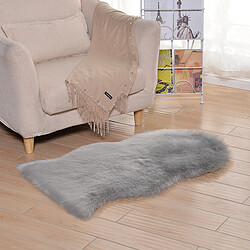 LUUCOZK Tapis Moelleux en Fausse Fourrure Tapis Shaggy pour Chambre à Coucher Salon-Gris Clair-irrégulier 60x160cm 